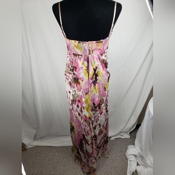 NWT Guess By Marciano Floral Pink & Brown Spagetti Strap Women's Maxi Dress Sz L - Picture 5 of 11
